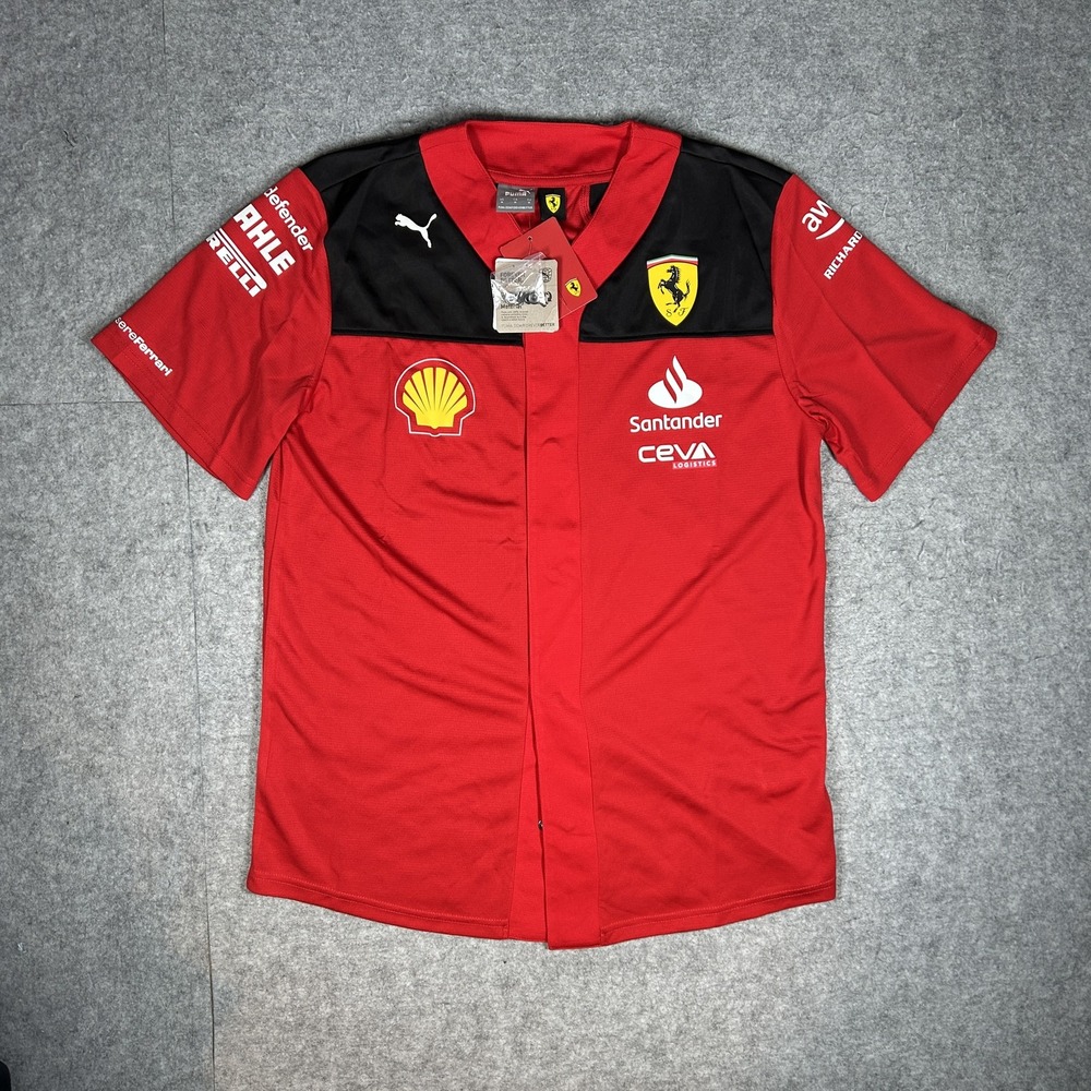 Puma SF Baseball Jersey Mens Medium Rosso Corsa Red/Black F1 Formula 1 Scuderia